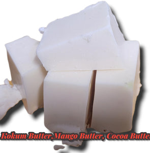 Triple Butter, Kokum Butter Cocoa, Mango Butter Melt And Pour Glycerin Soap Base, 100% Pure Natural Organic Perfect For Soap Making